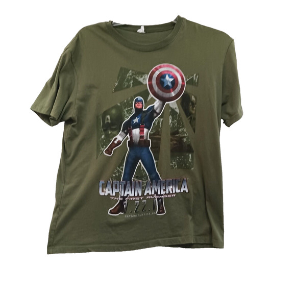 Captain America Size Large Marvel Avengers Graphic Tee Shirt Green 07-22-11 7-Up - Picture 1 of 10